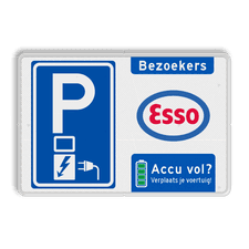 Parkeerbord elektrische voertuigen bezoekers - met eigen logo - reflecterend