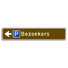 Verwijsbord KOKER Bruin/wit/zwart - pijl links, met 1 pictogram - Klasse 3 reflecterend