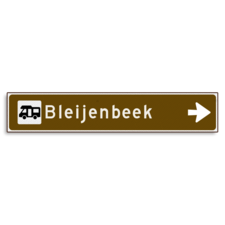 Verwijsbord KOKER Bruin/wit/zwart - pijl rechts, met 1 pictogram - Klasse 3 reflecterend