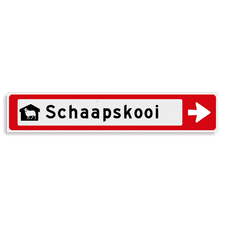 Verwijsbord KOKER Rood/wit/zwart - pijl rechts, met 1 pictogram - Klasse 3 reflecterend