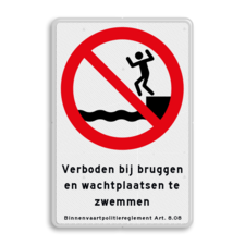 Informatiebord BPR verboden te zwemmen art. 8.08
