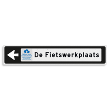 Verwijsbord KOKER Zwart/wit/zwart - pijl links, met 1 pictogram - Klasse 3 reflecterend