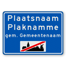 Plaatsnaambord 1400x1000mm RVV H02d - Einde bebouwde kom