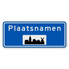 Plaatsnaambord 1600x650mm RVV H01a - Begin bebouwde kom