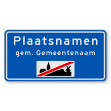 Plaatsnaambord 1800x800mm RVV H02b - Einde bebouwde kom