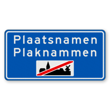 Plaatsnaambord 1600x800mm RVV H02c - Einde bebouwde kom