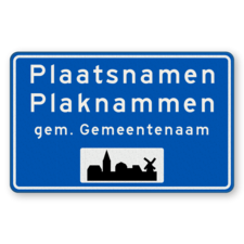 Plaatsnaambord 1600x1000mm RVV H01d - Begin bebouwde kom