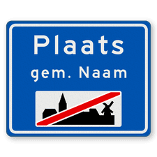 Plaatsnaambord 1000x800mm RVV H02b - Einde bebouwde kom