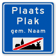 Plaatsnaambord 1000x1000mm RVV H02d - Einde bebouwde kom