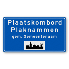 Plaatsnaambord 1800x1000mm RVV H01d - Begin bebouwde kom