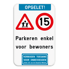 Bord Opgelet - Spelende kinderen - C43 - eigen tekst