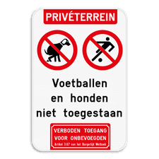 Informatiebord - 2 pictogrammen - Eigen tekst - Verboden toegang