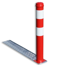 Poteau de parking rabattable avec système de protection anti-vandalisme - Ø90mm - rouge/blanc