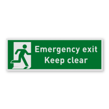 Nooduitgang bordje of sticker - Emergency exit, Keep clear - reflecterend