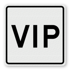 Sticker VIP 250x250mm wit met pictogram