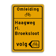 Omleidingsbord - eigen tekst + picto + pijlkader fietsers