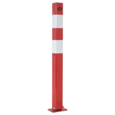 Poteau de parking rabattable - 70x70mm - rouge/blanc - avec plaque de fixation - serrure triangulaire 8mm