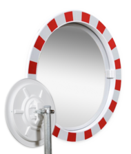 Verkeersspiegel acryl - rond 600mm - met opvallend rood/wit kader