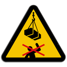 Panneau d'avertissement - Ne pas marcher sous la charge