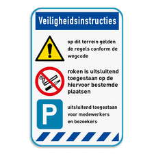 Veiligheidsbord | 3 symbolen - tekst - banners