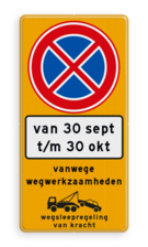 Parkeermaatregelbord (officieel) + datum en tijden