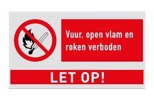 Verbodsbord P003 - Rook en open vuur verbod + vaste tekst