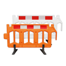 Barrière en plastique 2000x1000mm - Pieds pliants - Orange ou blanc