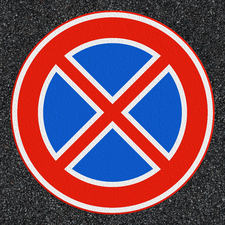 Thermoplast wegmarkering - symbool verboden stilstaan (RVV E02)