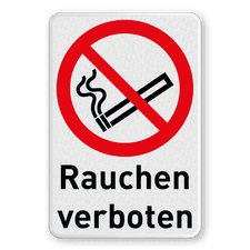 Verbotsschilder - Rauchen verboten und Text