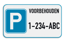 Parkeerplaats bord 4:2 - Voorbehouden met jouw nummerplaat