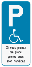 Panneau de stationnement E9 - Handicapé - Texte personnalisé