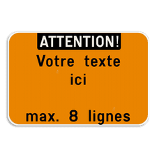 Panneau de texte - Orientation paysage - Blanc/orange fluo