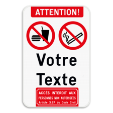 Panneau combiné avec 2 pictogrammes - Texte personnalisé