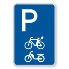 Parkschilder - Parkplatz nur für E-Bikes und Mofas