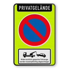 Parkverbotsschilder - Privatgrundstück, Eingeschränktes - Parkverbot mit Abschleppsymbol