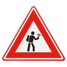 Verkeersbord - waarschuwing voor geocachers