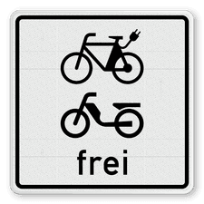 Verkehrszusatzeichen 1022-15 - E-Bikes und Mofas frei