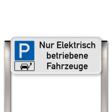 Parkplatzschild mit zwei Aluminium gebürstete Pfosten Parkplatz nur für Elektrisch Fahrzeuge
