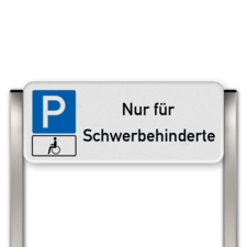 Parkplatzschild mit zwei Aluminium gebürstete Pfosten Parkplatz nur für Schwerbehinderte