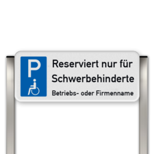 Parkplatzschild mit zwei Aluminium gebürstete Pfosten Reserviert nur für Schwerbehinderte