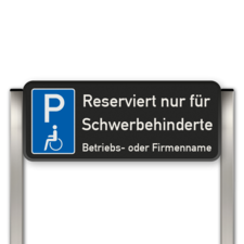 Parkplatzschild mit zwei Aluminium gebürstete Pfosten Reserviert nur für Schwerbehinderte