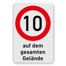 Kombinationsschilder - Betriebsgelände, 10 km/h auf dem gesamten Gelände