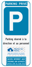 Panneau de stationnement parking privé - texte et logo personnalisés - accès interdit