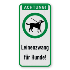 Hinweisschild - ACHTUNG, Leinenzwang für Hunde!