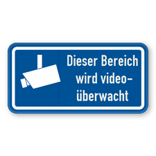 Hinweisschild - Dieser Bereich wird videoüberwacht (Blau)