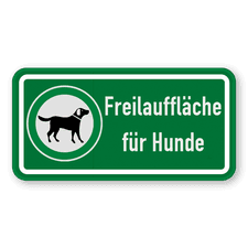 Hinweisschild - Freilauffläche für Hunde