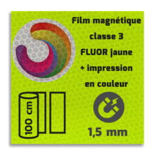 Film magnétique réfléchissant jaune-vert FLUOR de classe 3 avec impression en couleur