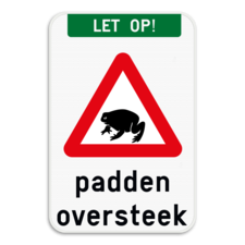 Verkeersbord - Let op - Padden oversteek