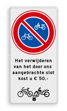 Parkeerbord RVV E03 + eigen tekst en 'op slot'