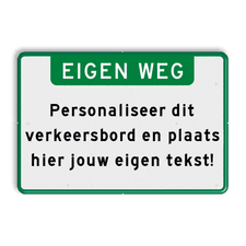 Verkeersbord met eigen tekst - groen/wit - reflecterend